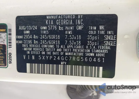 2024 Kia Telluride Lx from USA, damaged, VIN 5XYP24GC7RG560461